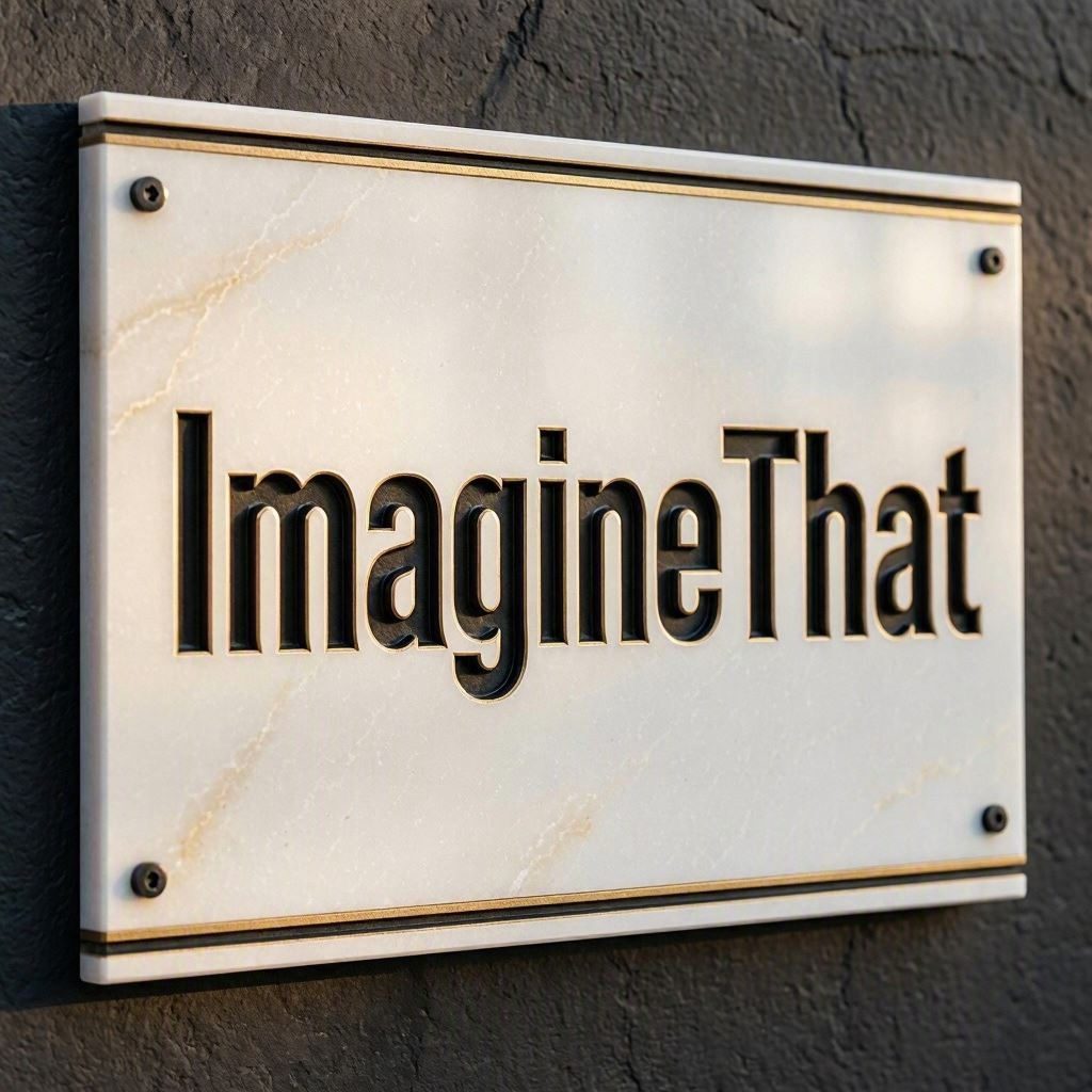 ImagineThat brass and marble nameplate